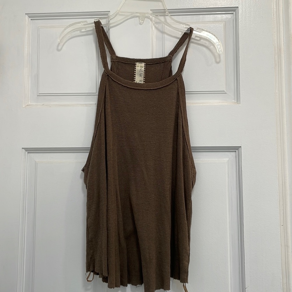 Free People Olive Green Tank with Strappy Back Detail
